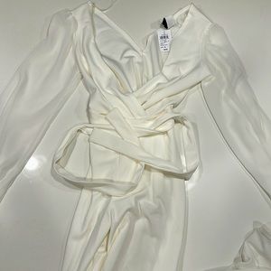 Windsor Ivory Belted Long sleeve Jumpsuit